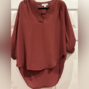 Zenana Outfitters Burgundy V-Neck Blouse